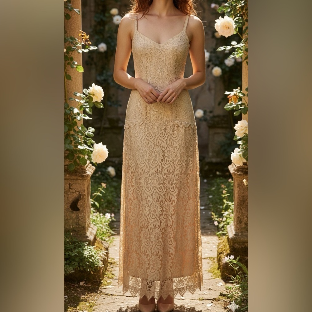 Vintage Ricki Lang by Nuit Lace Applique Dress